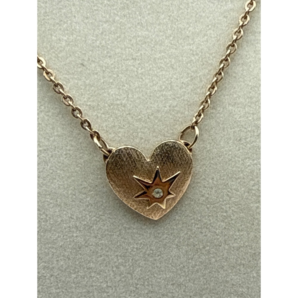 Sarah Coventry Vintage Heart Starburst RhinestoneGold Tone Pendant Necklace 16in - Picture 2 of 5